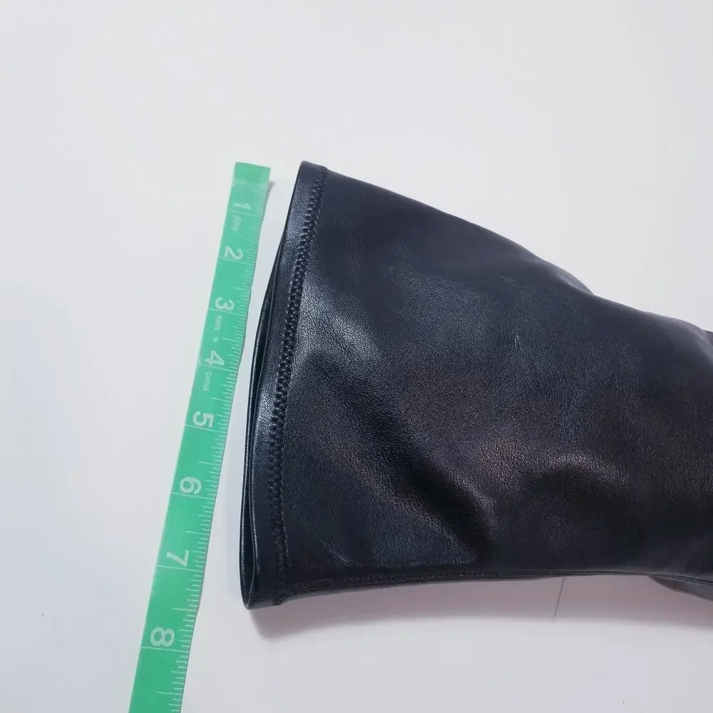 Aquazurra Black Leather Over the Knee Heels Boots